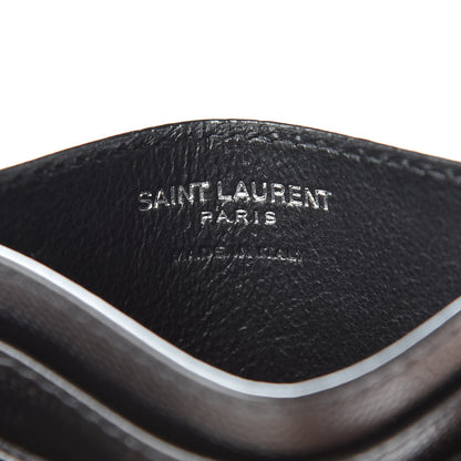 Saint Laurent Grain De Poudre Matelasse Chevron Monogram Credit Card Case Black 6 of 7