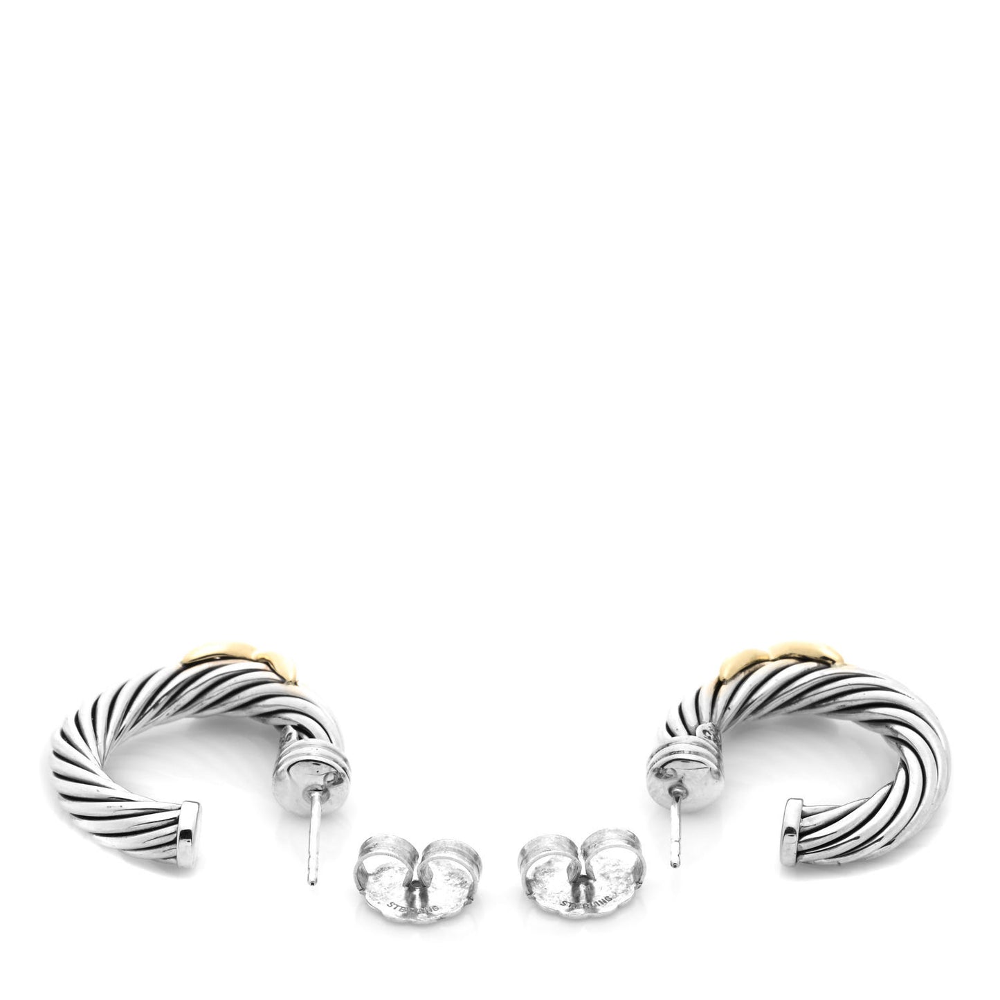 Sterling Silver 14K Yellow Gold Cable Classics X Hoop Earrings