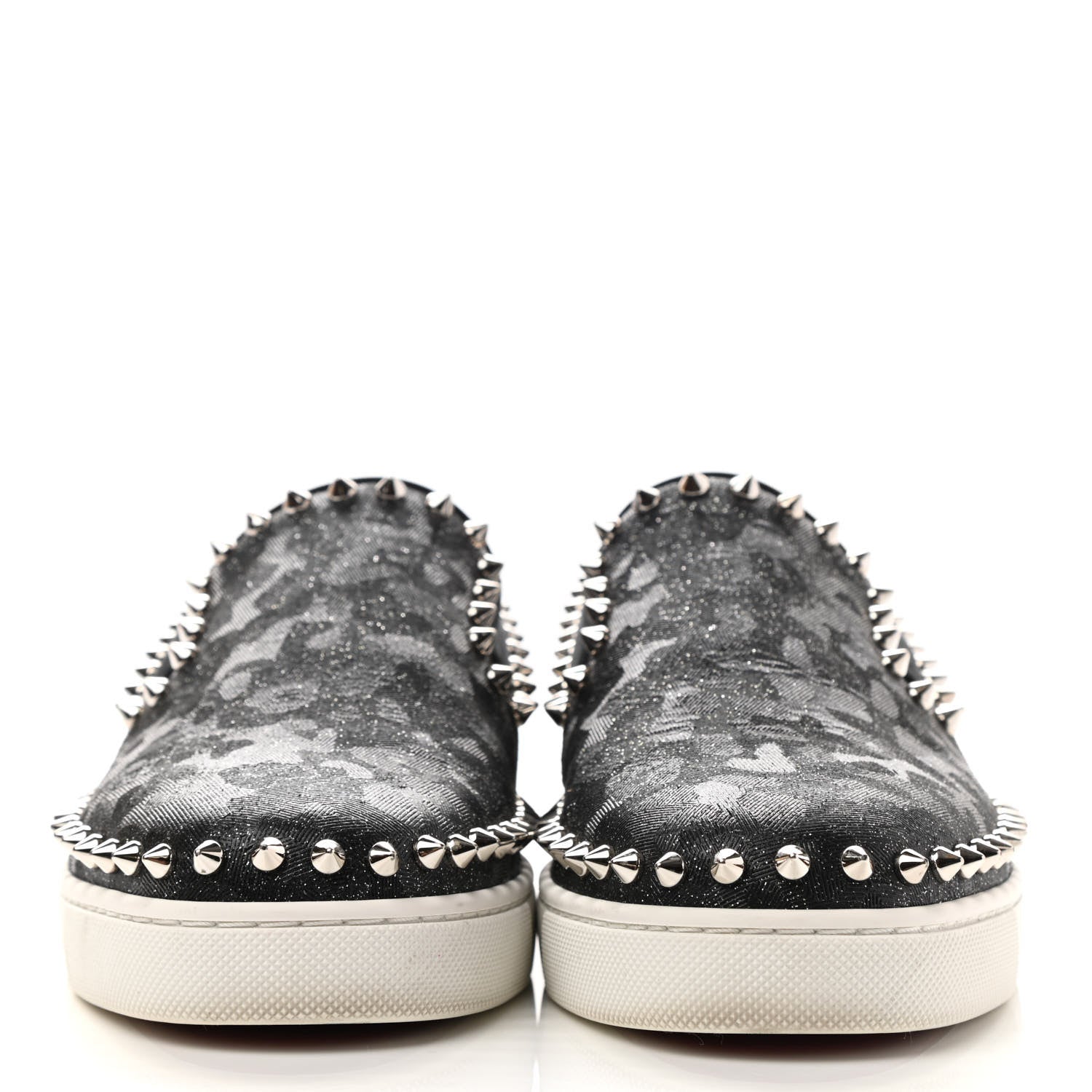 Christian Louboutin Glitter Spikes Womens Roller Boat Flat 38.5 Black 2 of 10
