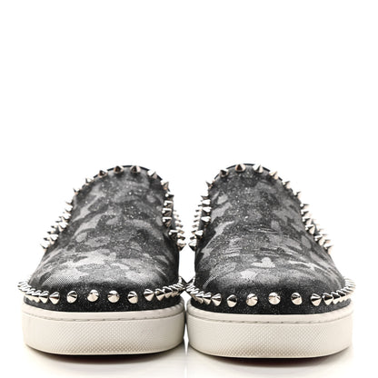 Christian Louboutin Glitter Spikes Womens Roller Boat Flat 38.5 Black 2 of 10
