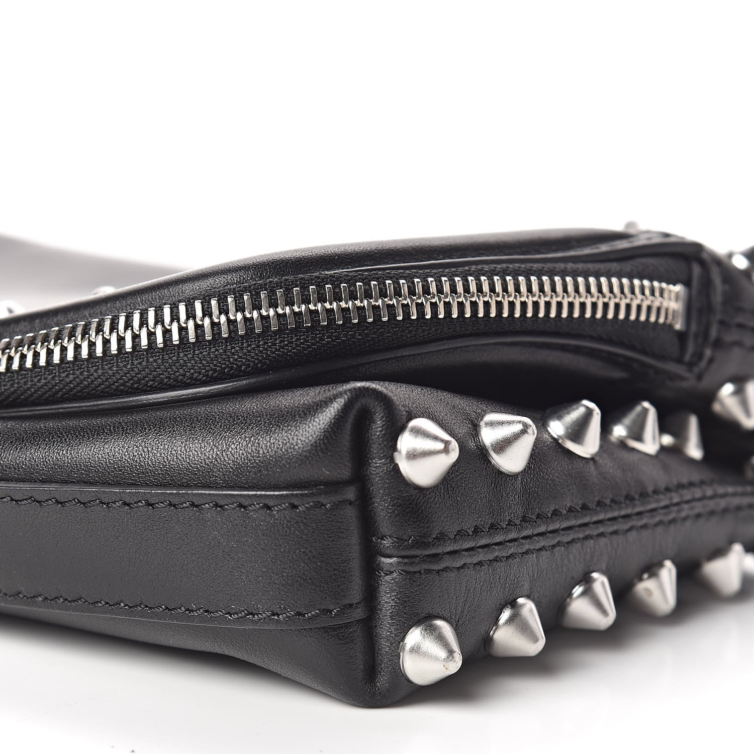 Alexander McQueen Calfskin Studded Padlock Skull Clutch Black 6 of 9