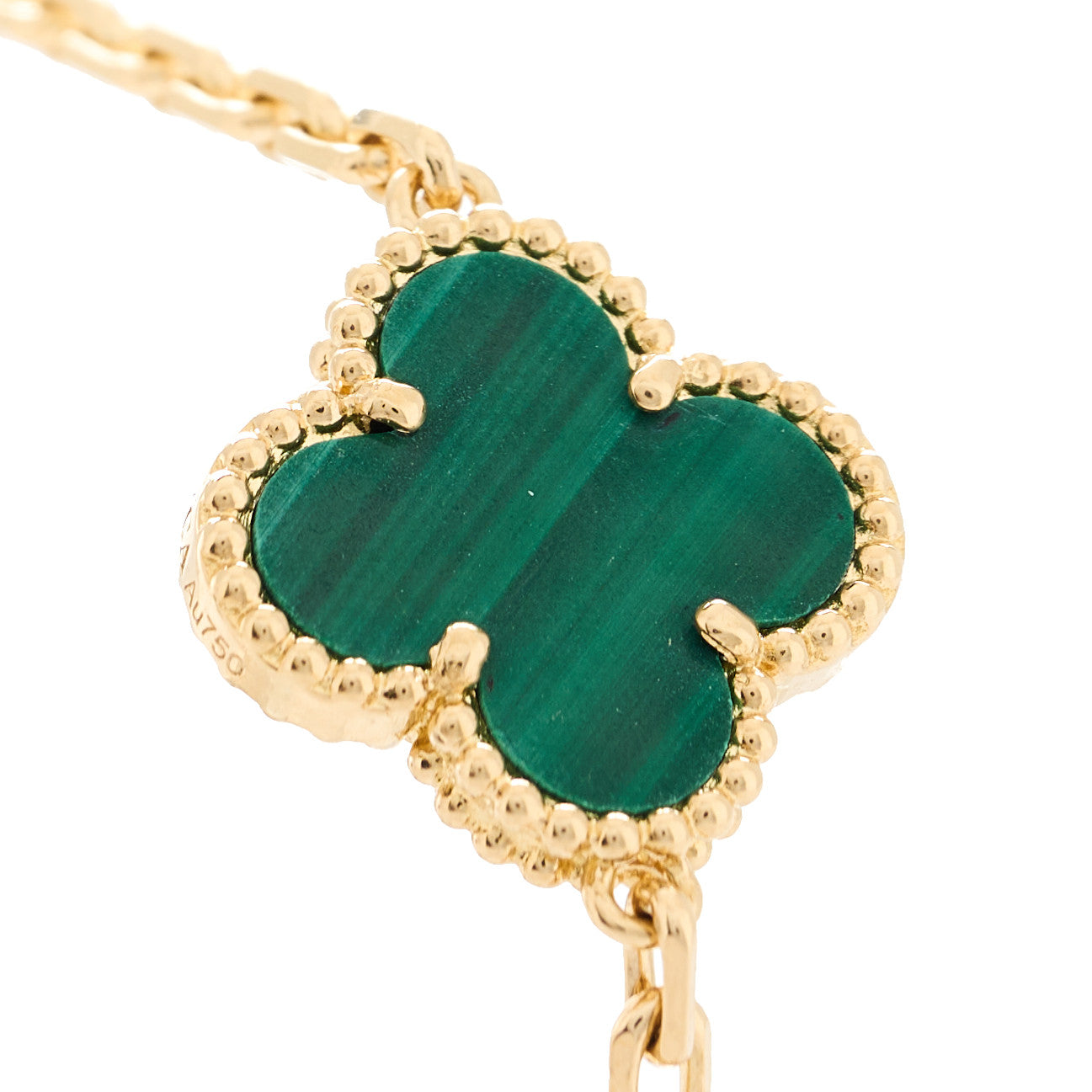 Van Cleef & Arpels 18K Yellow Gold Malachite 5 Motifs Vintage Alhambra Bracelet 8 of 10