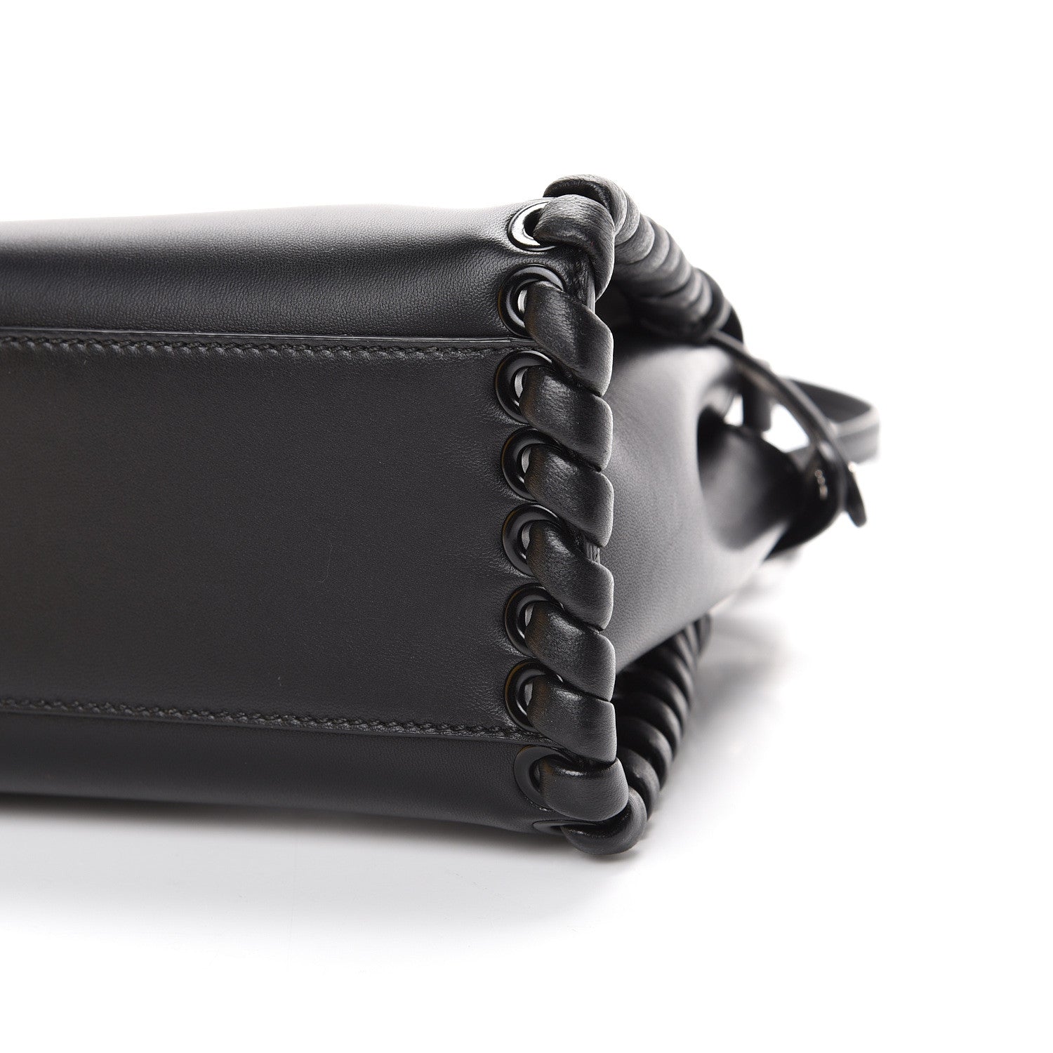 Fendi Nappa Lace Up Mini Peekaboo Iconic Satchel Black 11 of 14