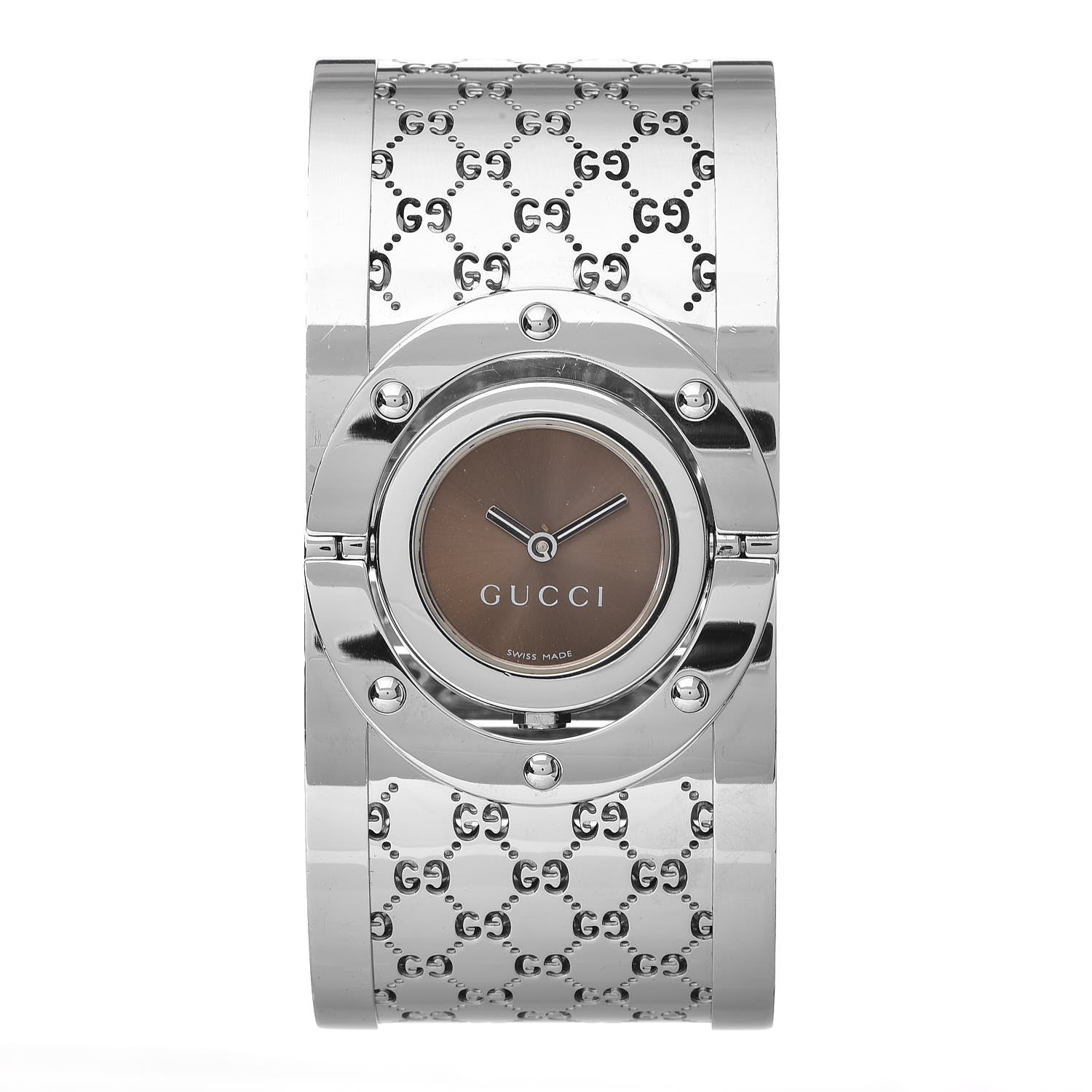 Gucci Stainless Steel 33mm Twirl Quartz Watch Brown 1 of 6