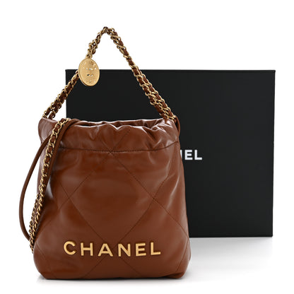 Chanel Shiny Calfskin Quilted Mini Chanel 22 Light Brown 11 of 11