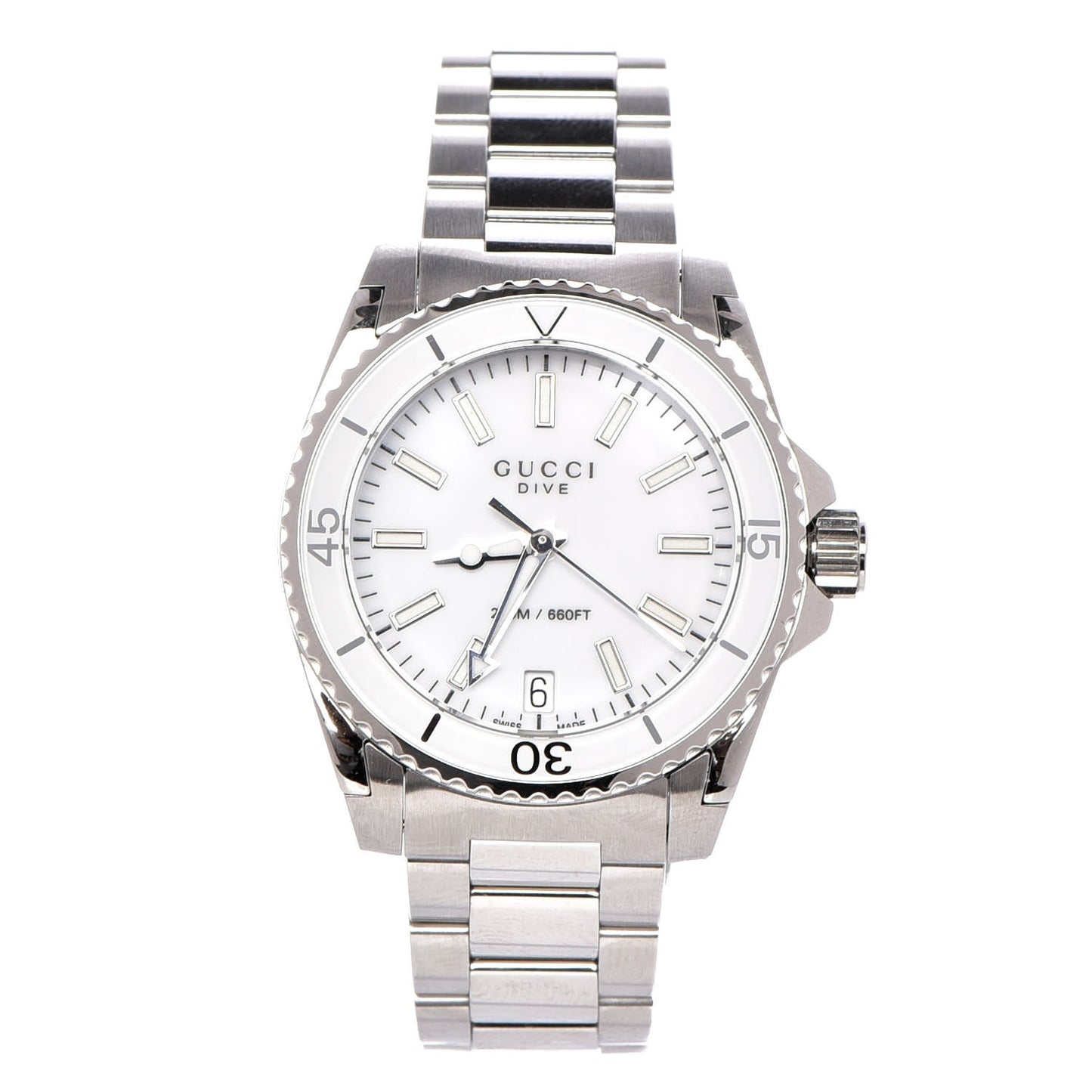 Stainless Steel 32mm Dive Quartz Watch White