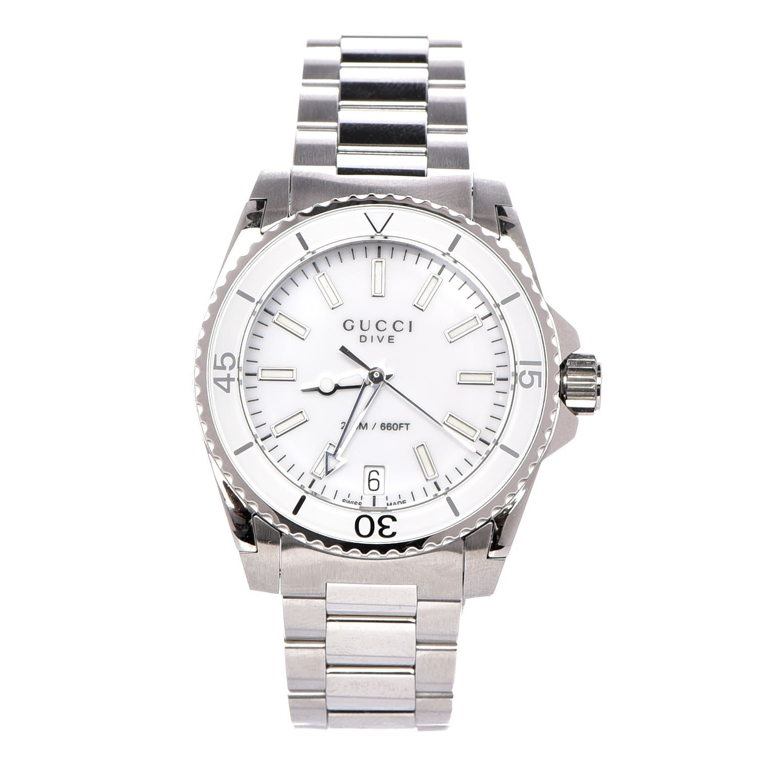 Gucci Stainless Steel 32mm Dive Quartz Watch White 1 of 11