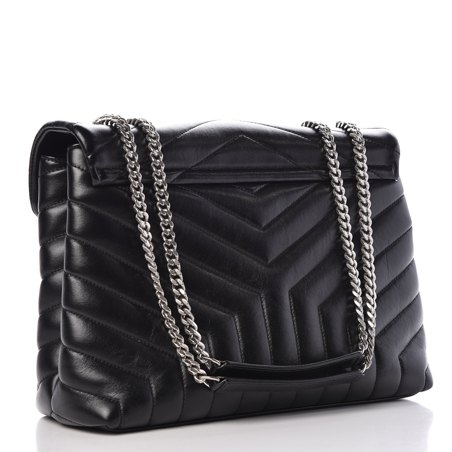 Saint Laurent Calfskin Y Quilted Monogram Medium Loulou Chain Satchel Black 3 of 11