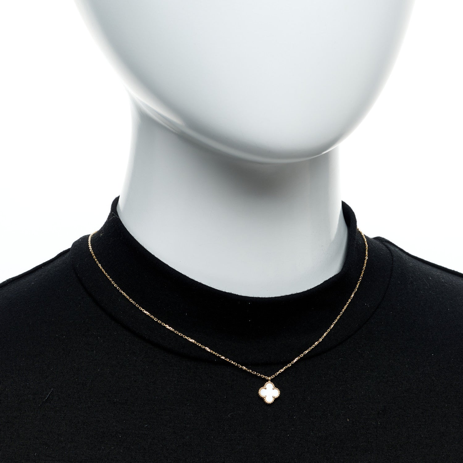 Van Cleef & Arpels 18K Yellow Gold Mother of Pearl Sweet Alhambra Pendant Necklace 2 of 6