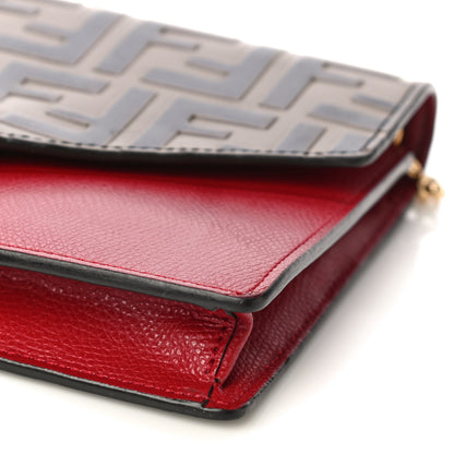 Fendi Vitello Cruise F is Fendi FF 1974 Embossed Medium Envelope Wallet On Chain Fragola Maya Black 8 of 12