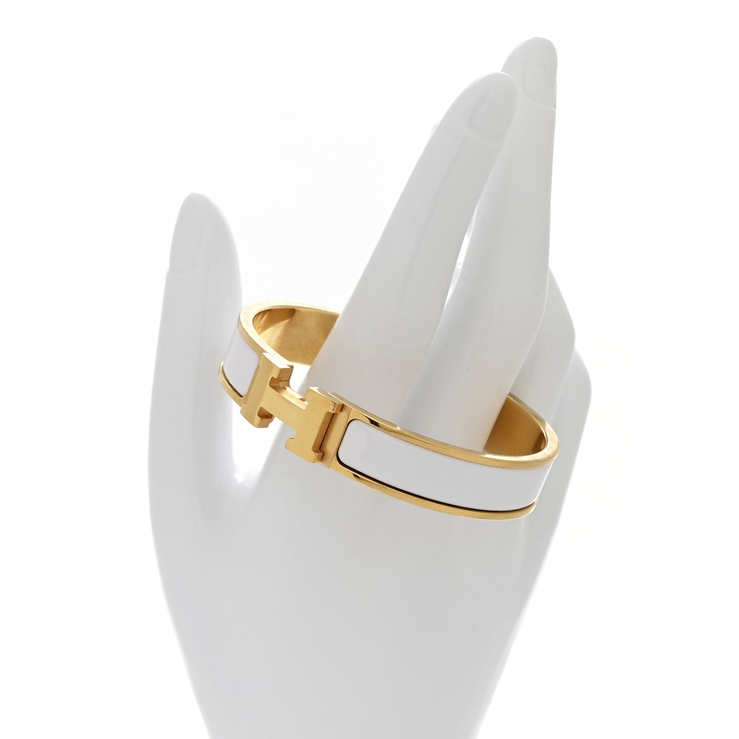 Enamel Narrow Clic Clac H Bracelet GM White