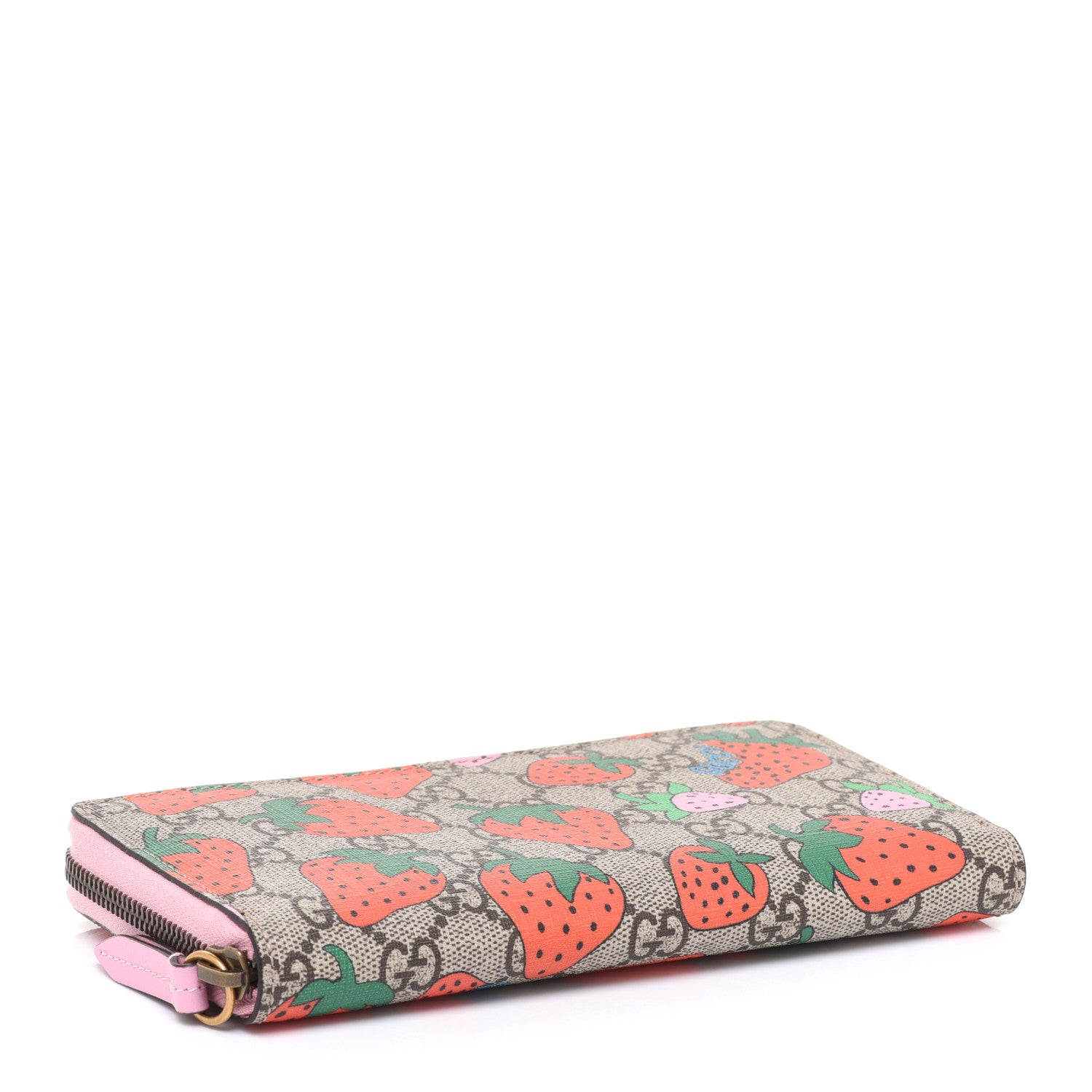 Gucci GG Supreme Monogram Strawberry Zip Around Wallet Light Pink 4 of 7