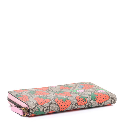 Gucci GG Supreme Monogram Strawberry Zip Around Wallet Light Pink 4 of 7
