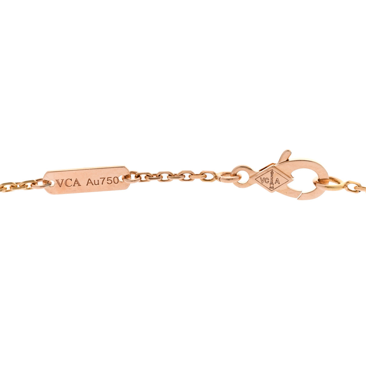 18K Rose Gold Diamond Black Onyx Vintage Alhambra Pendant Necklace