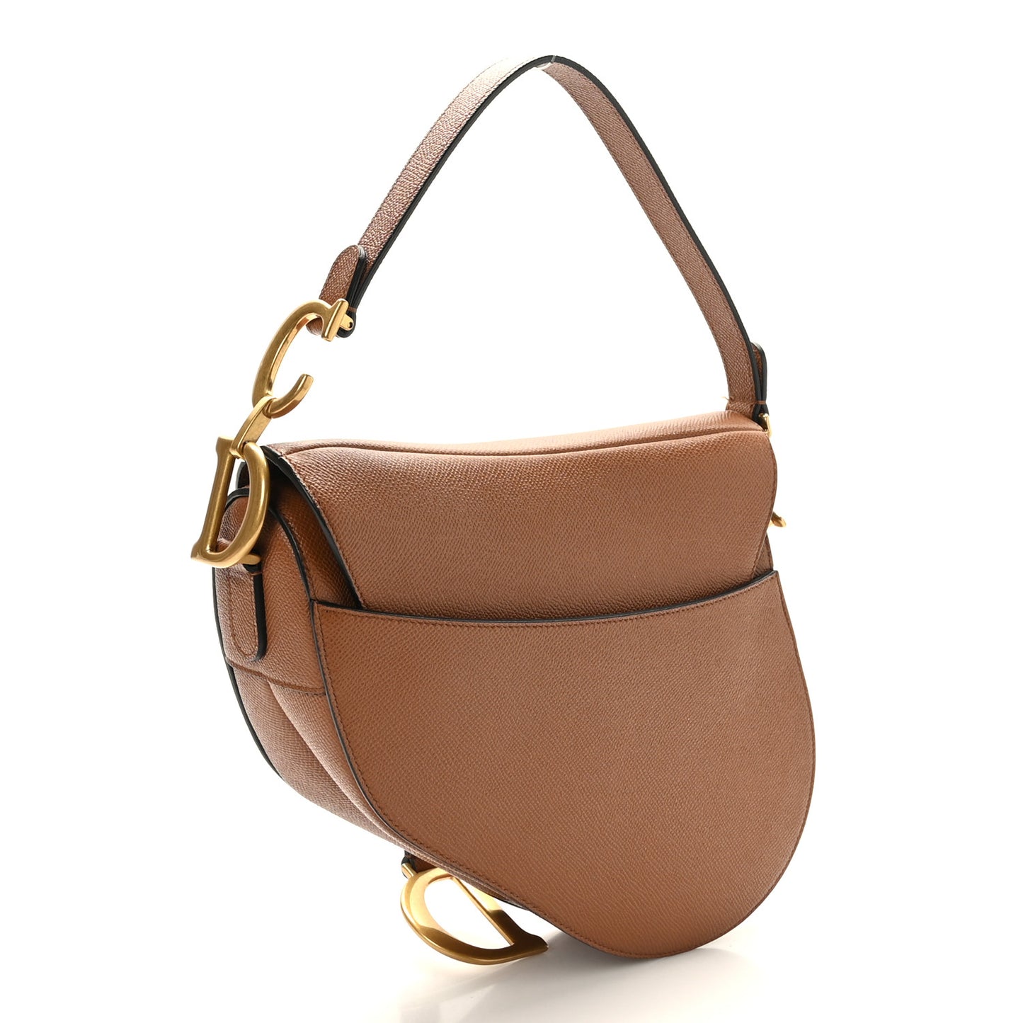 Grained Calfskin Saddle Bag Camello