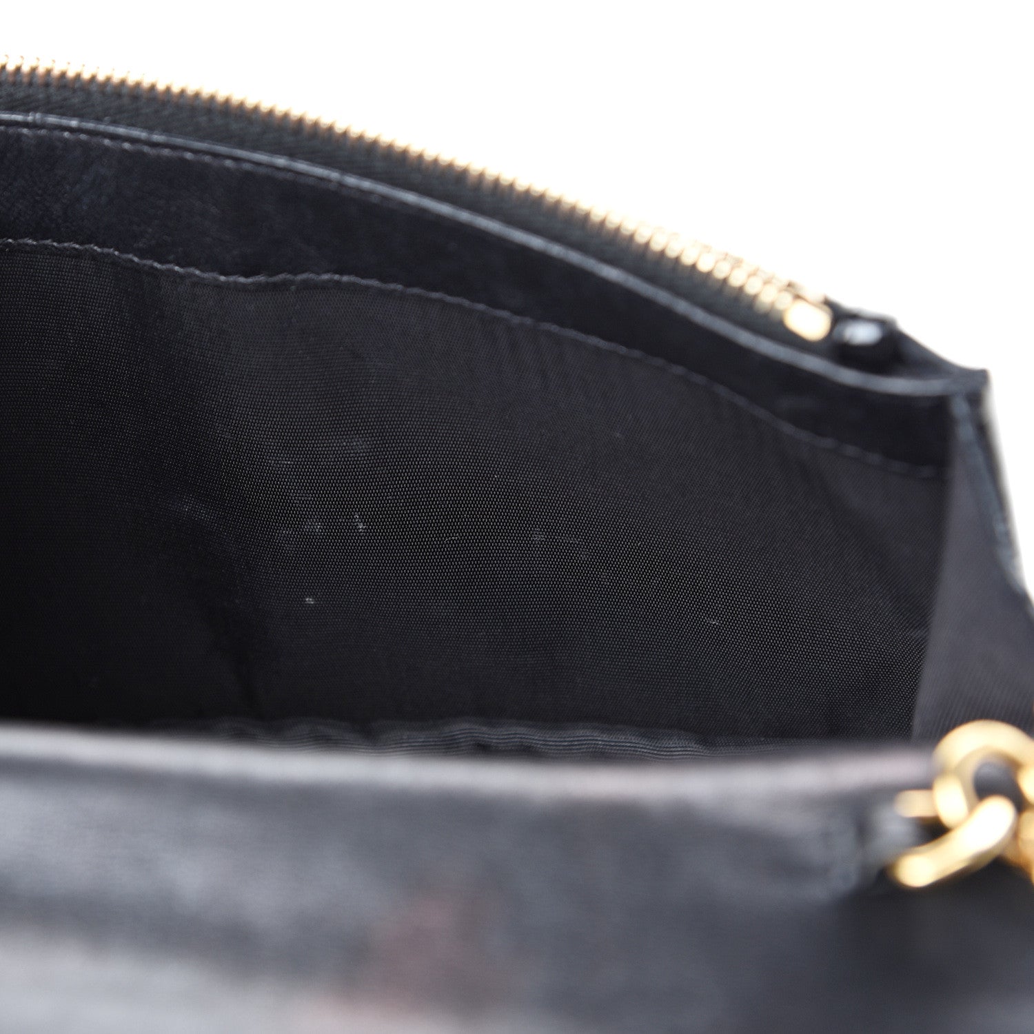 Saint Laurent Textured Patent Monogram Envelope Chain Wallet Black 7 of 10
