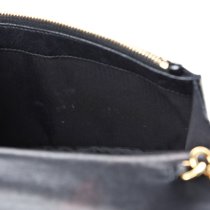 Saint Laurent Textured Patent Monogram Envelope Chain Wallet Black 7 of 10