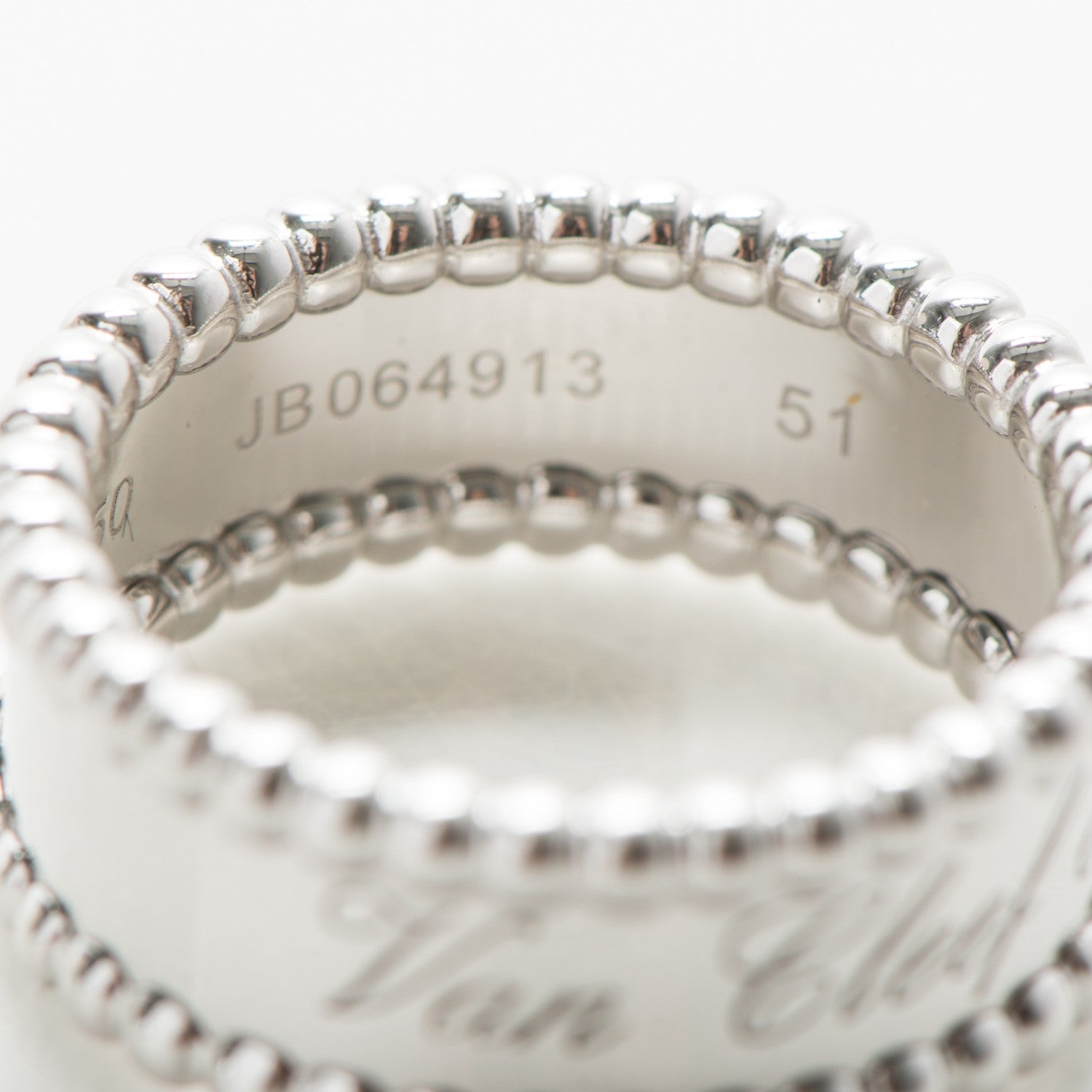 Van Cleef & Arpels 18K White Gold Perlee Signature Ring 51 5.75 4 of 5