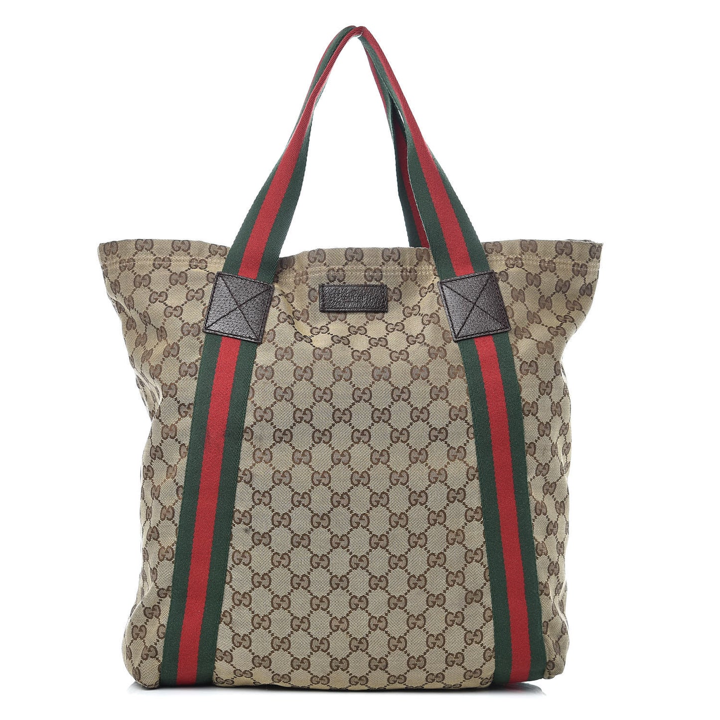 GG Monogram Medium Web Handle Vertical Tote Dark Brown