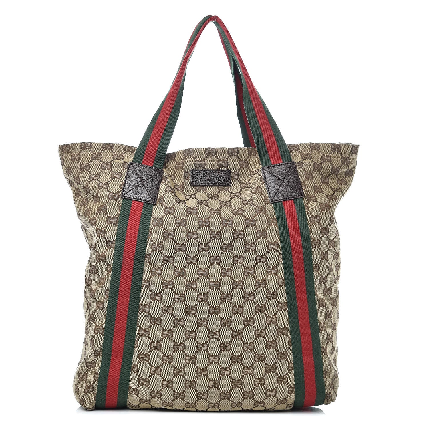 Gucci GG Monogram Medium Web Handle Vertical Tote Dark Brown 1 of 14