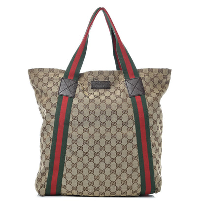 Gucci GG Monogram Medium Web Handle Vertical Tote Dark Brown 1 of 14