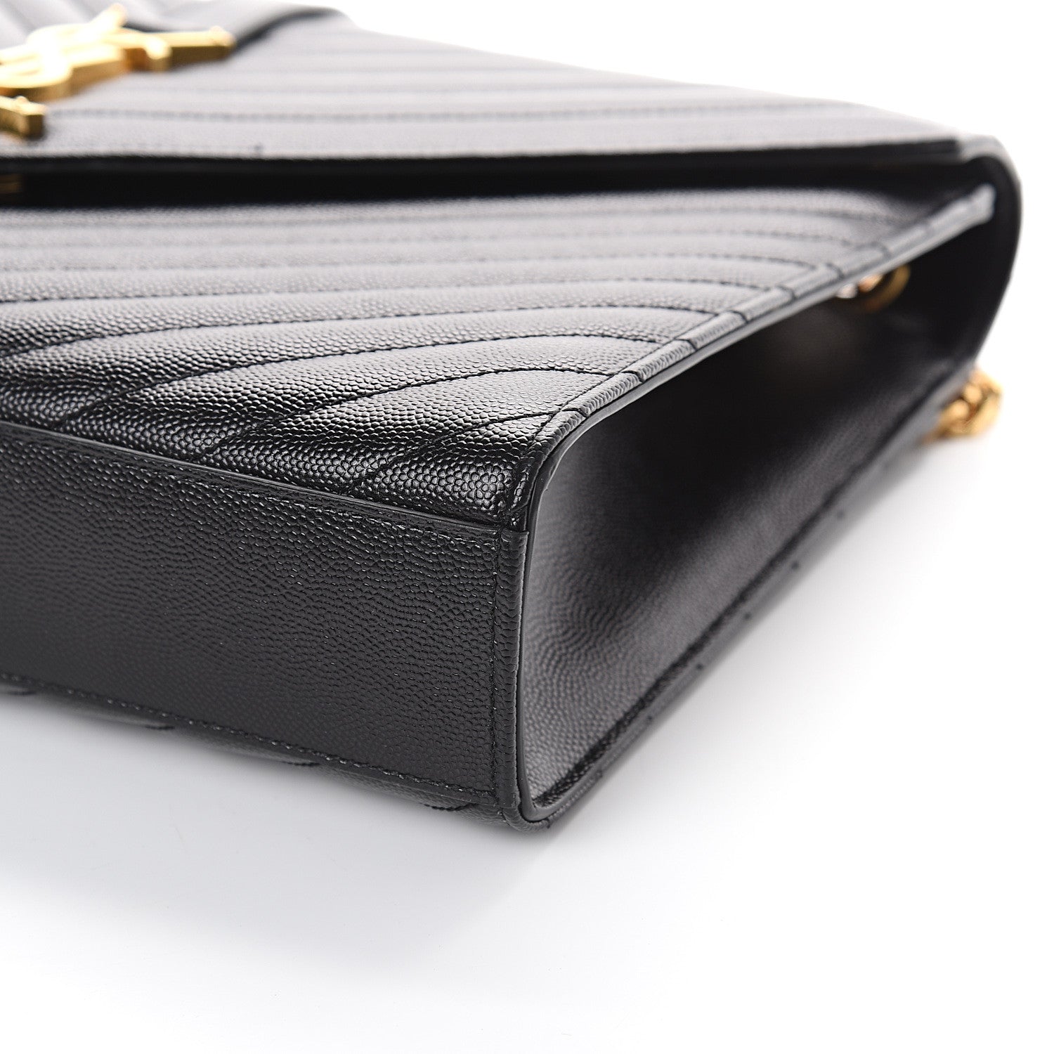 Saint Laurent Grain De Poudre Matelasse Chevron Large Monogram Satchel Black 8 of 8
