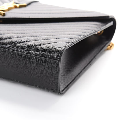 Saint Laurent Grain De Poudre Matelasse Chevron Large Monogram Satchel Black 8 of 8