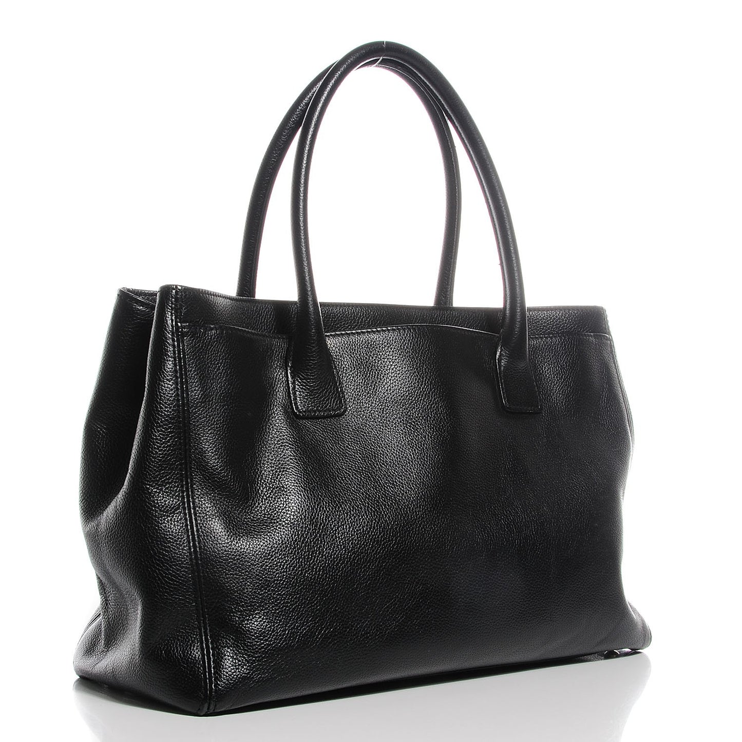 Calfskin Cerf Executive Shopper Tote Black