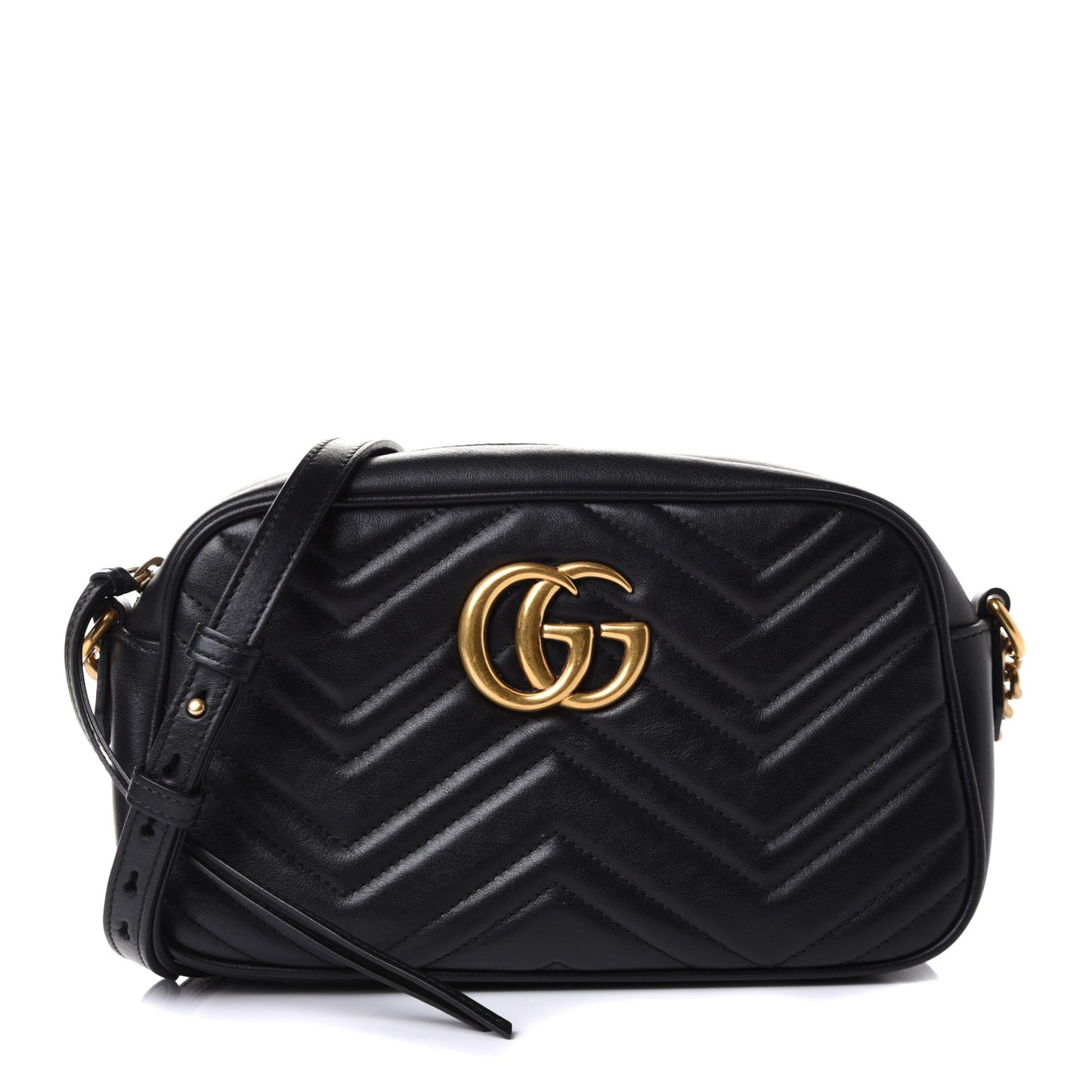 Calfskin Matelasse Small GG Marmont Chain Shoulder Bag Black
