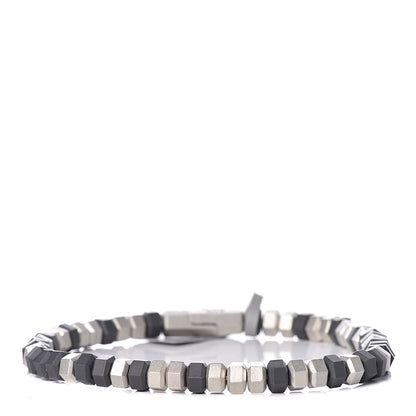 David Yurman Sterling Silver Rubber Mens Hex Bead Bracelet Grey 1 of 5