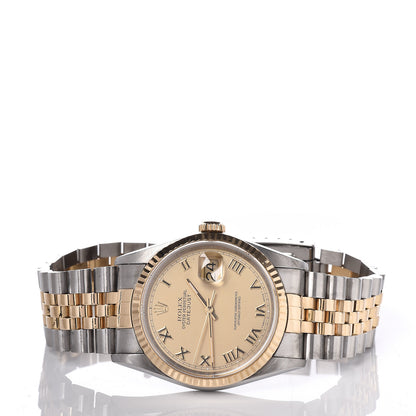 Rolex Stainless Steel 18K Yellow Gold 36mm Oyster Perpetual Datejust Watch Champagne Roman 16233 4 of 10