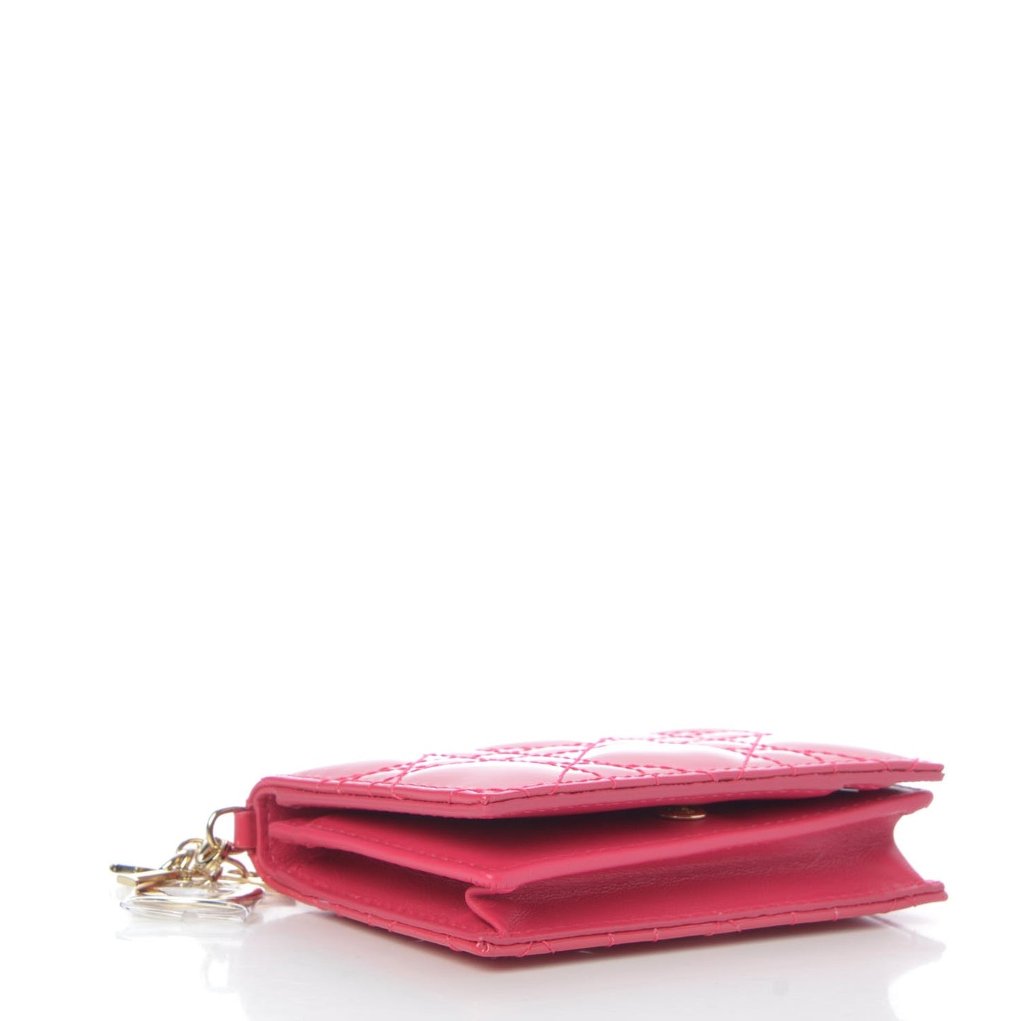 Patent Cannage Lady Dior Card Holder Fuchsia