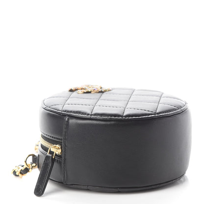 Chanel Lambskin Quilted Zirconium Round Clutch With Chain Black 4 of 8