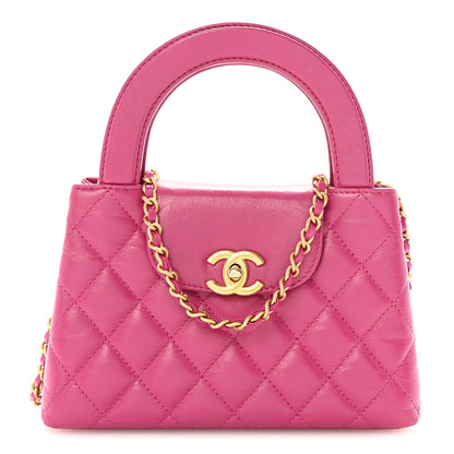 Chanel Shiny Aged Calfskin Quilted Nano Kelly Shopper Dark Pink 1 of 10