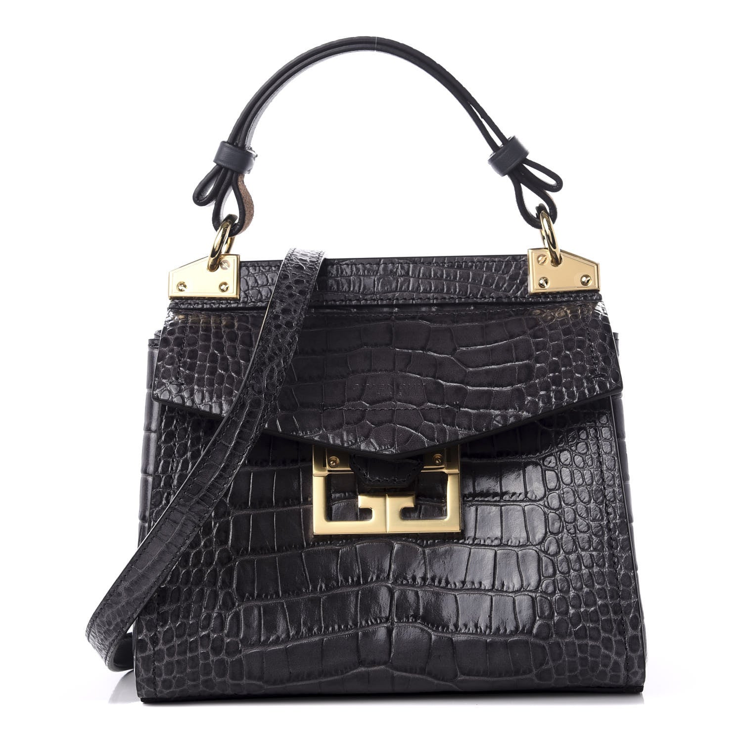 Givenchy Calfskin Crocodile Embossed Mini Mystic Shoulder Bag Storm Grey 1 of 8
