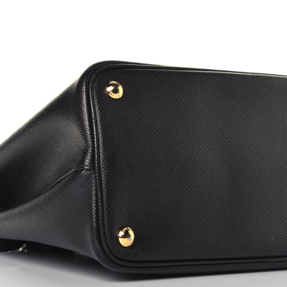 Prada Saffiano Cuir Medium Double Bag Black Fuoco 8 of 9