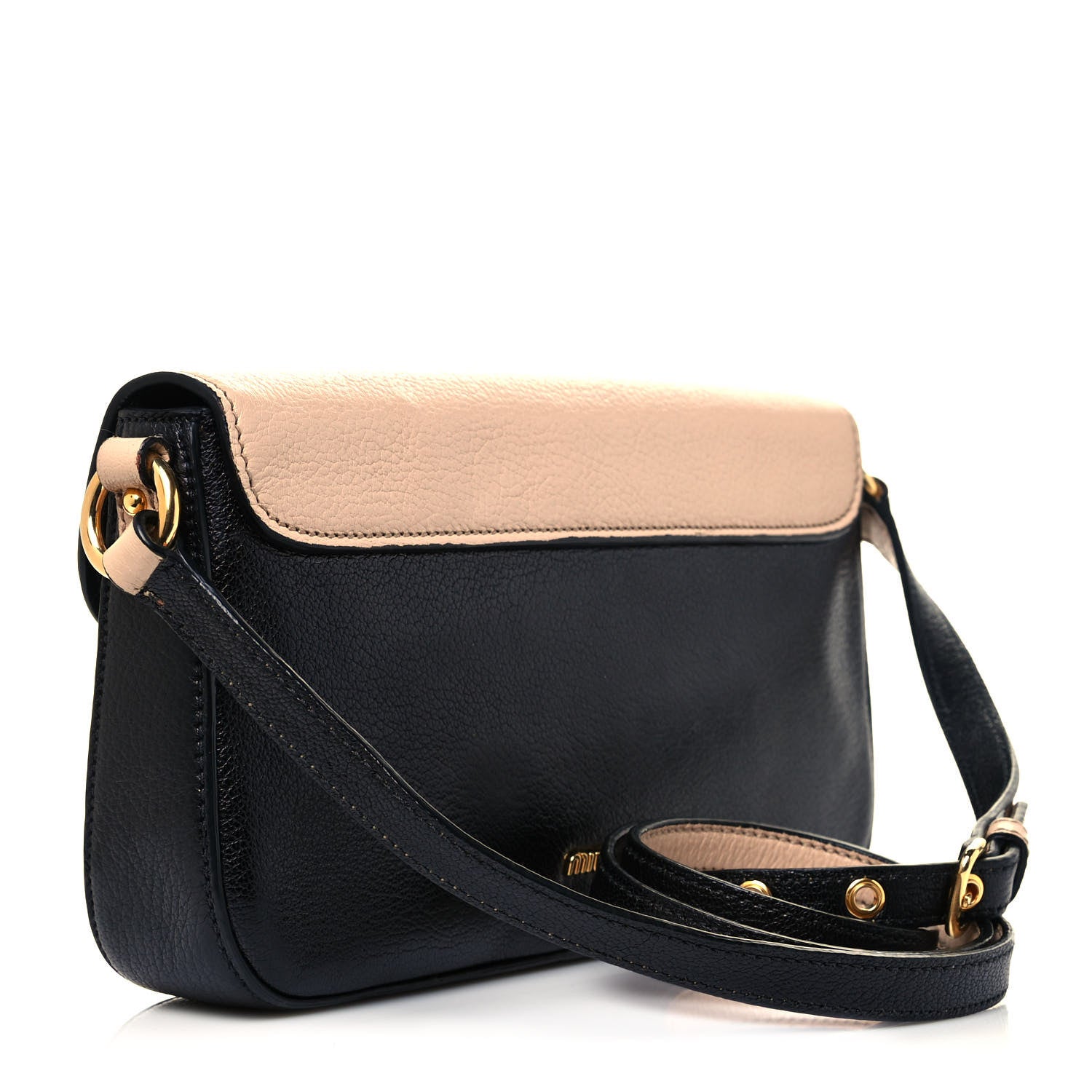 Miu Miu Goatskin Madras Shoulder Bag Black Cammeo 3 of 11