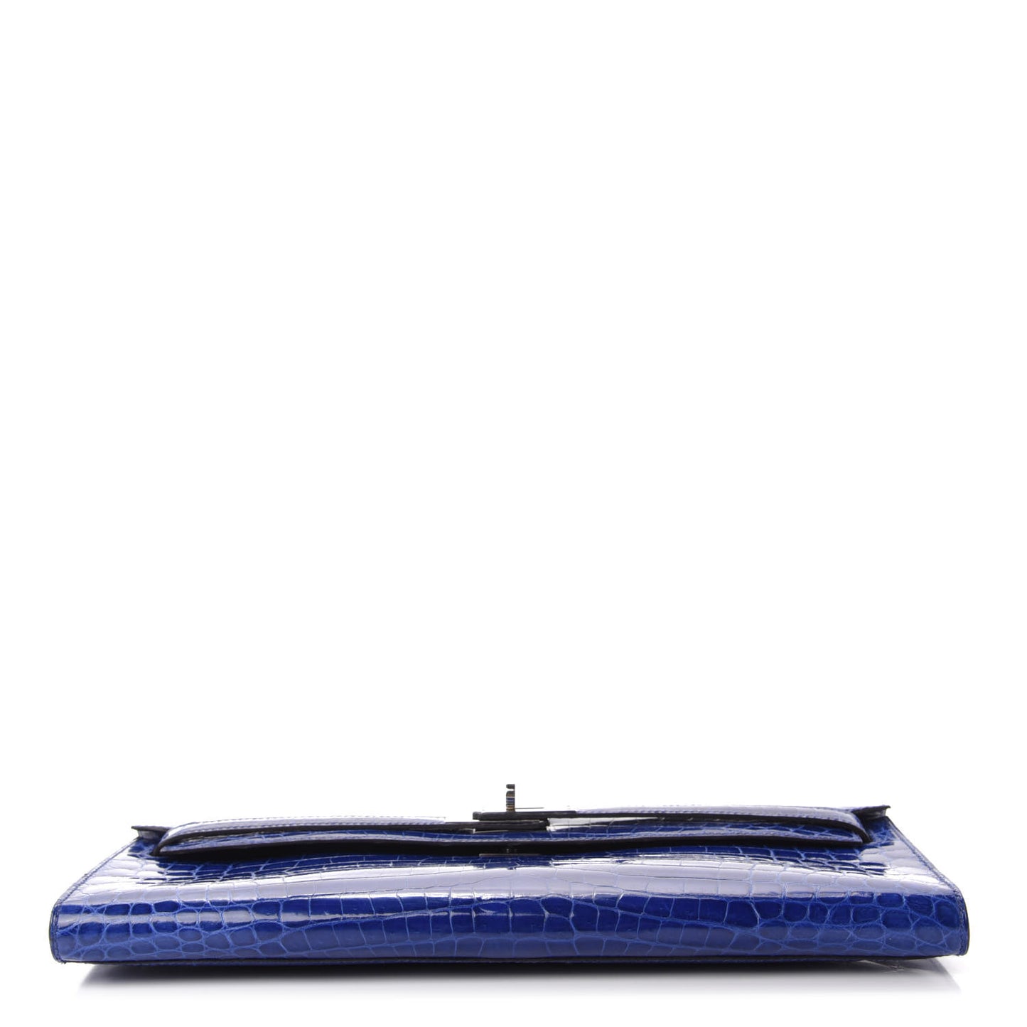 Shiny Niloticus Crocodile Kelly Cut Pochette Bleu Electrique