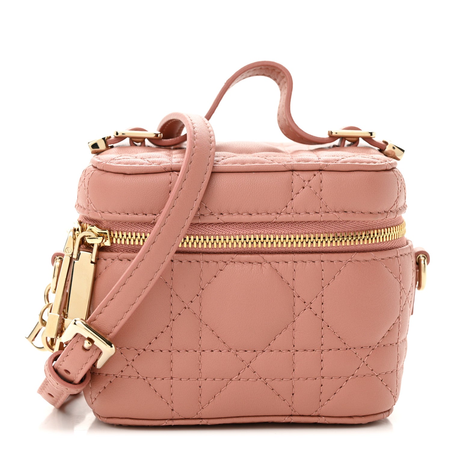 Christian Dior Lambskin Cannage Micro Lady Dior Vanity Case Deep Nude 1 of 9