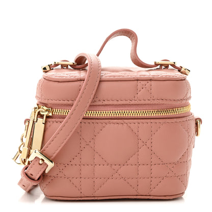 Christian Dior Lambskin Cannage Micro Lady Dior Vanity Case Deep Nude 1 of 9