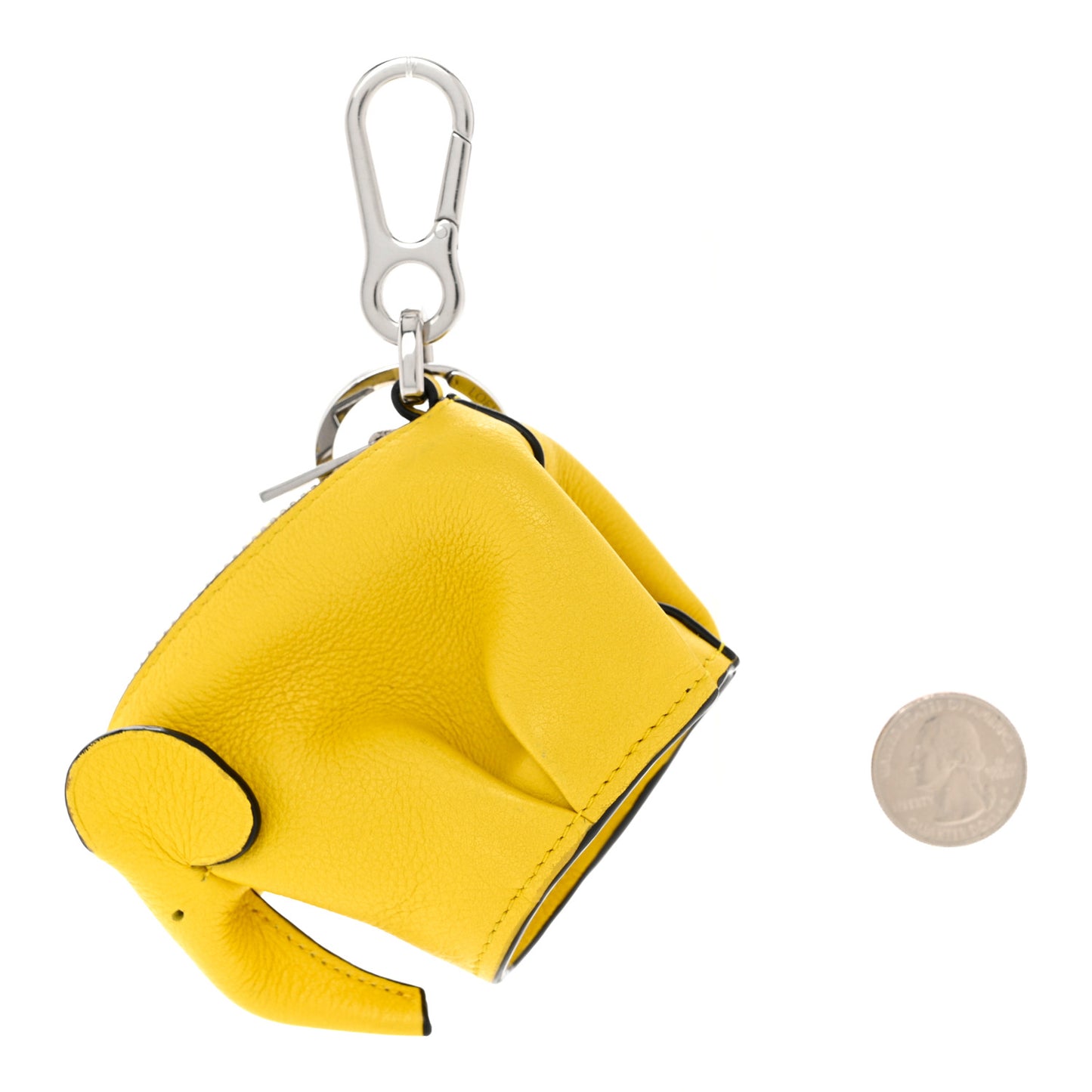 Calfskin Elephant Coin Purse Bag Charm Key Holder Yellow