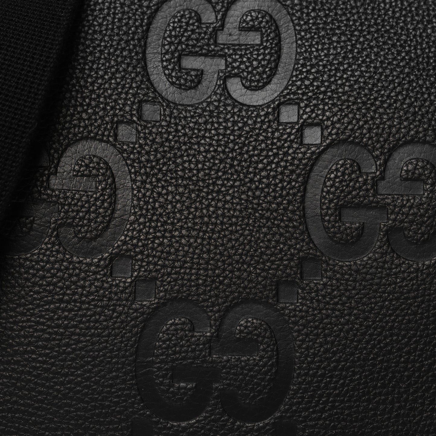 Piuma Calfskin Jumbo GG Embossed Medium Wristlet Messenger Bag Black