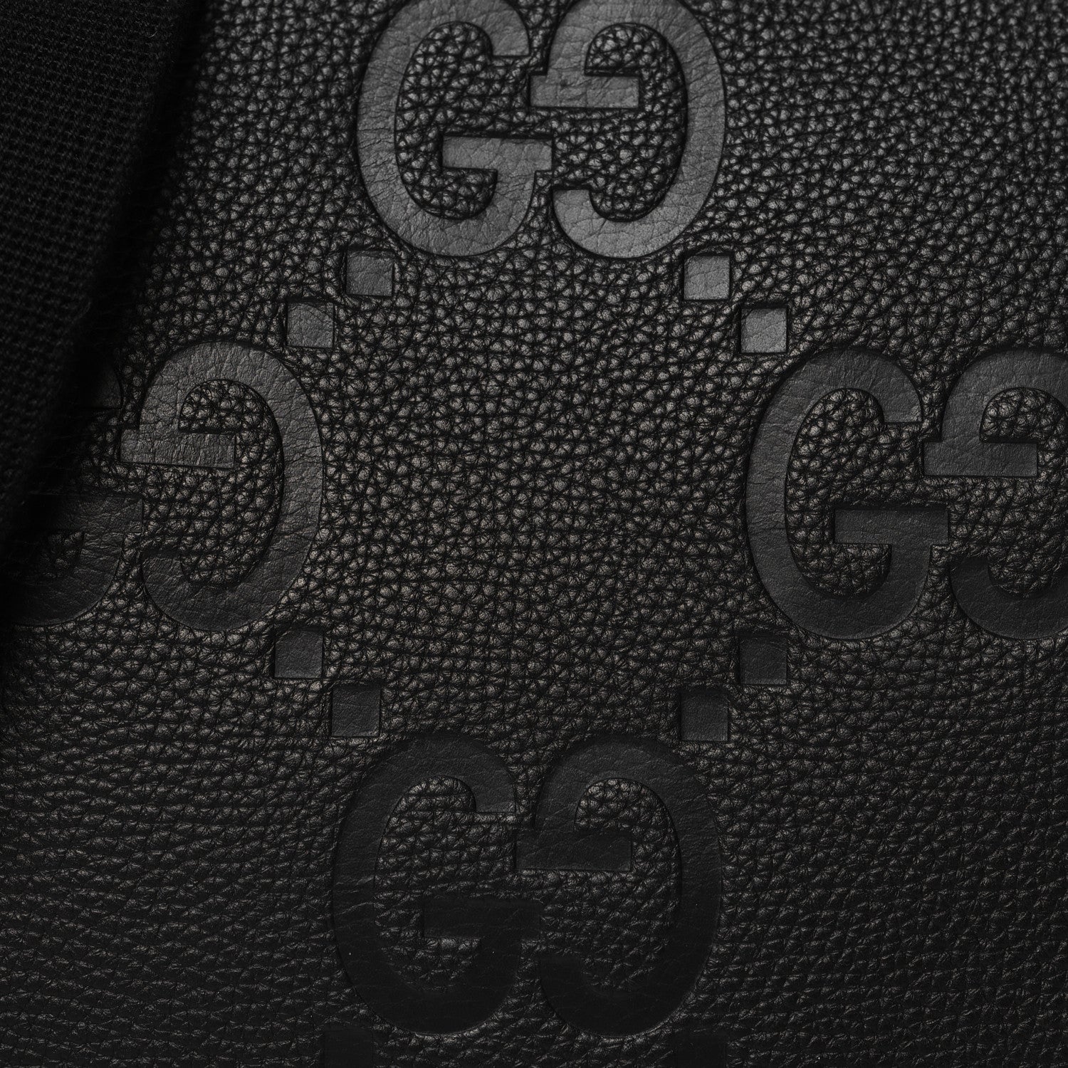 Gucci Piuma Calfskin Jumbo GG Embossed Medium Wristlet Messenger Bag Black 8 of 10