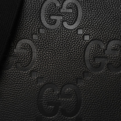 Gucci Piuma Calfskin Jumbo GG Embossed Medium Wristlet Messenger Bag Black 8 of 10