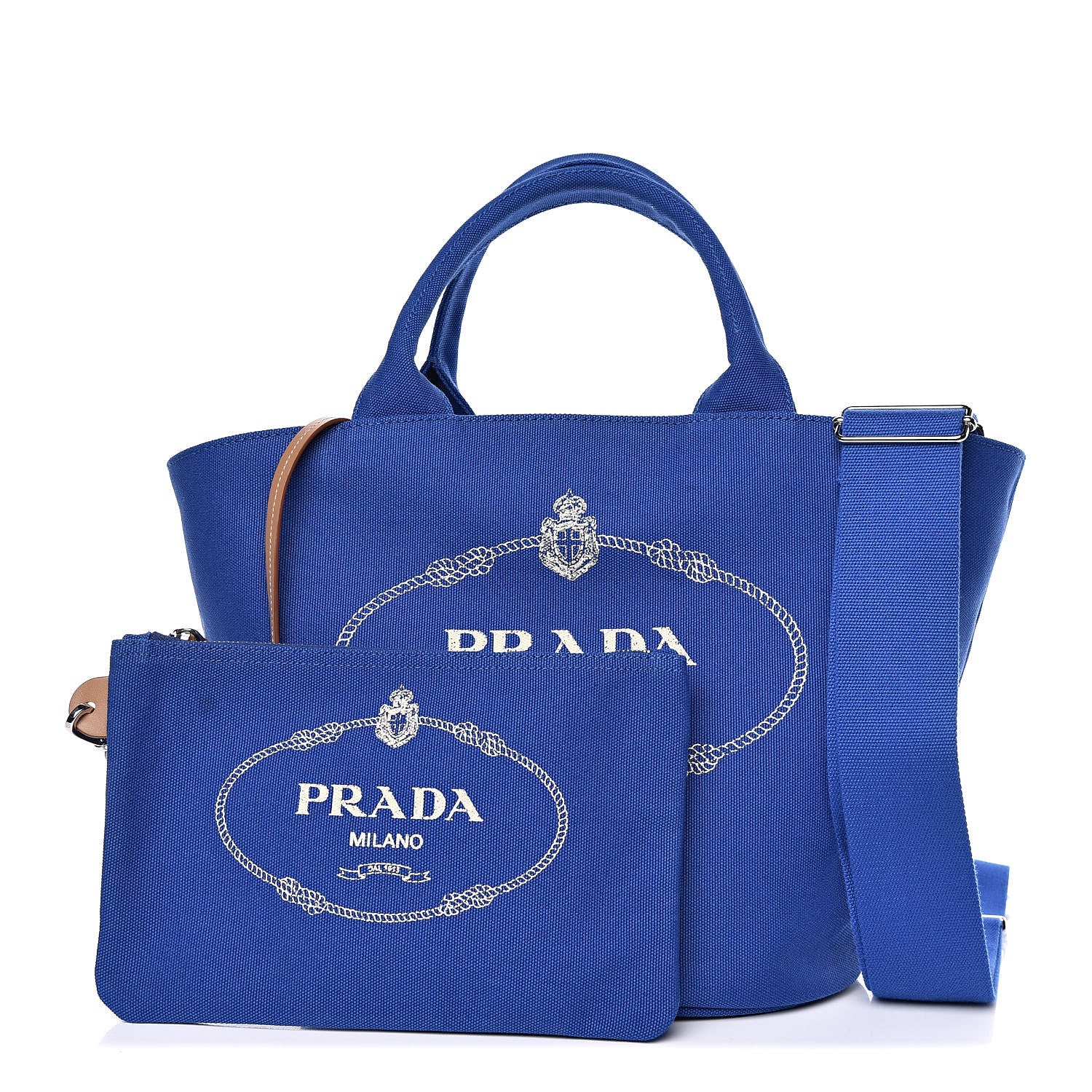 Prada Canapa Small Shopping Tote Cobalto 1 of 12