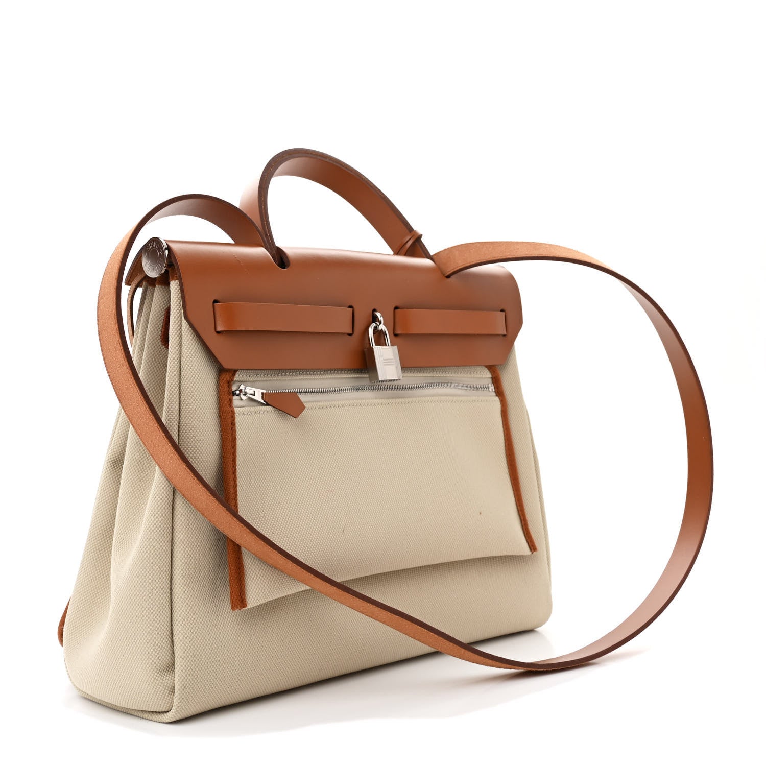 Hermes Military Toile Vache Hunter Herbag Zip Retourne 31 PM Beton Fauve 4 of 11