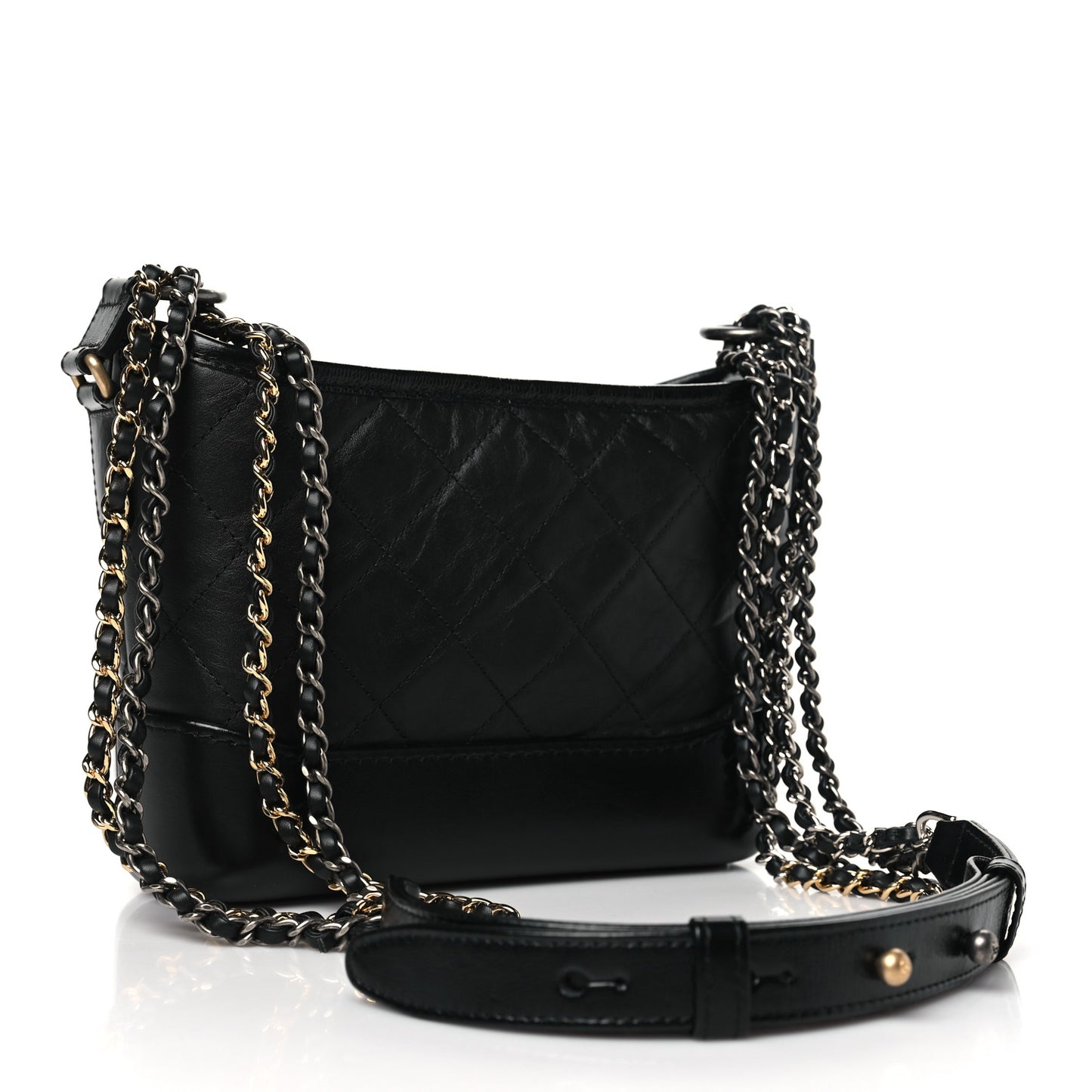 Aged Calfskin Quilted Small Gabrielle Hobo Black