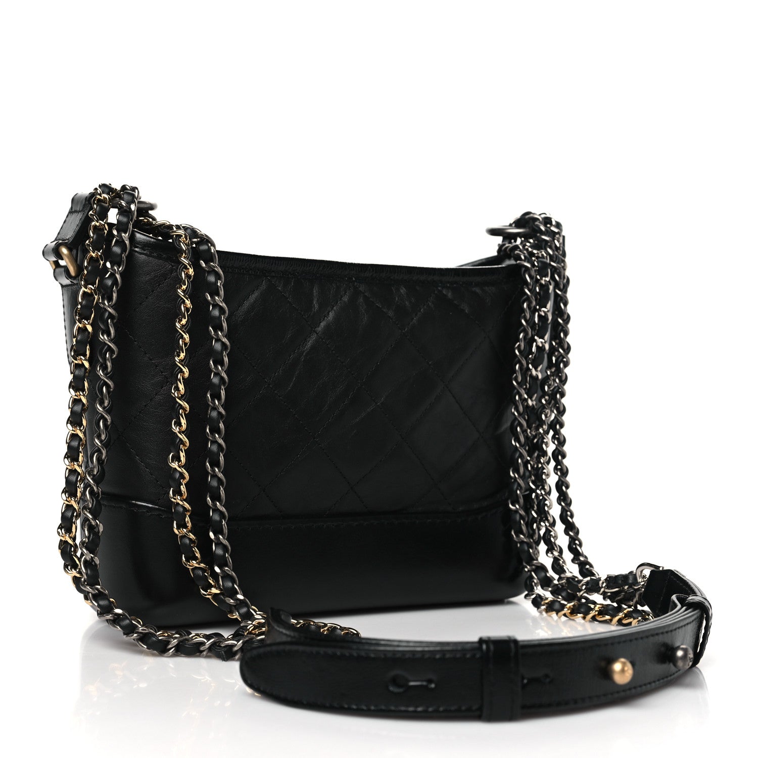 Chanel Aged Calfskin Quilted Small Gabrielle Hobo Black 2 of 9
