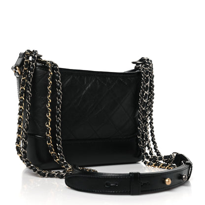 Chanel Aged Calfskin Quilted Small Gabrielle Hobo Black 2 of 9