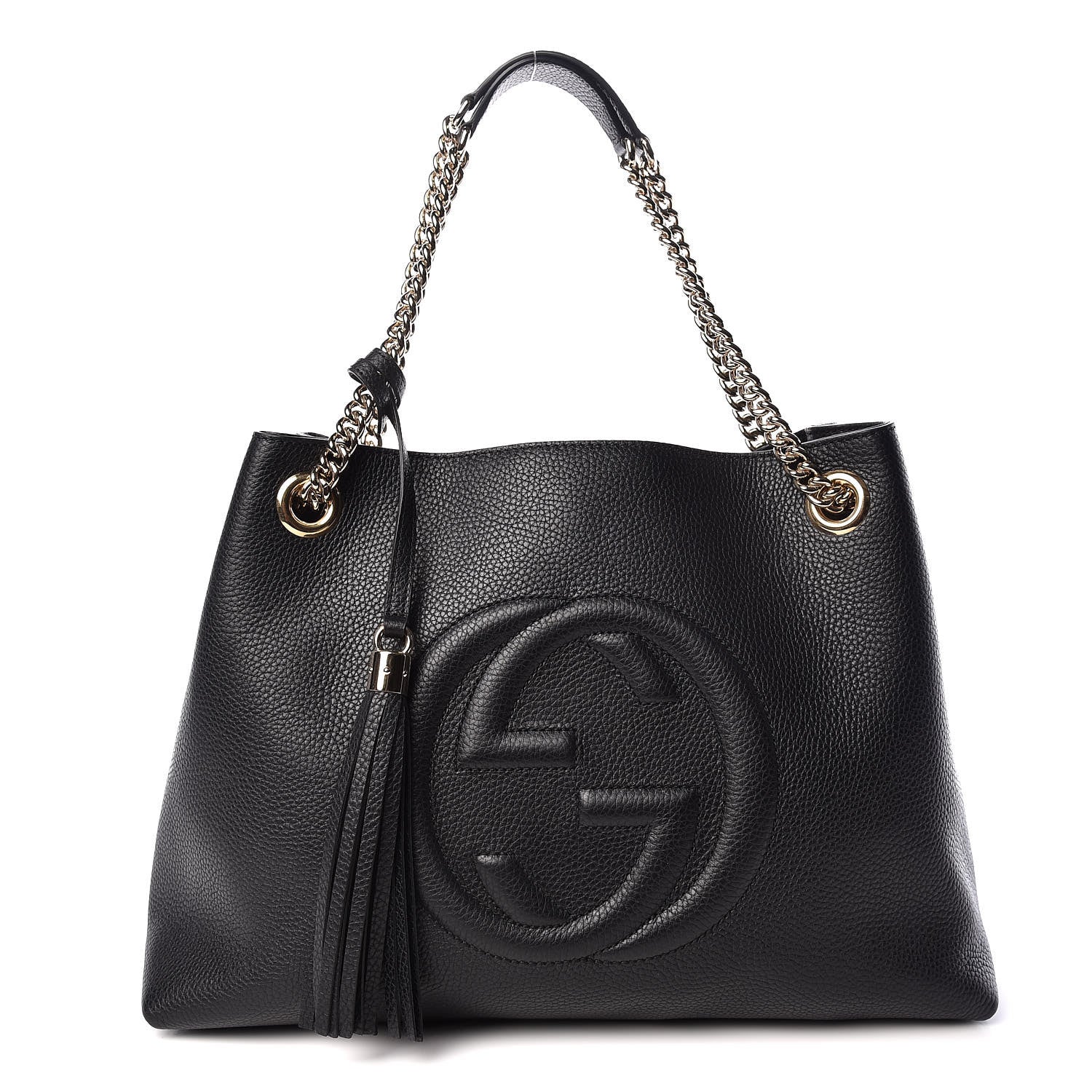 Gucci Pebbled Calfskin Medium Soho Chain Shoulder Bag Black 1 of 9